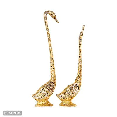 Pair of Kissing Duck, Swan Showpiece for Home Decor - 29 cm (Aluminium, Golden)-thumb4