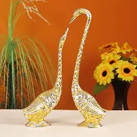 Pair of Kissing Duck, Swan Showpiece for Home Decor - 29 cm (Aluminium, Golden)-thumb4