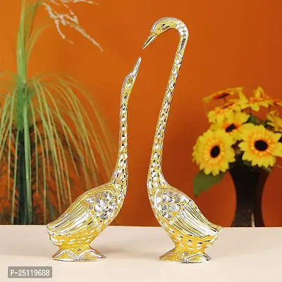 Pair of Kissing Duck, Swan Showpiece for Home Decor - 29 cm (Aluminium, Golden)-thumb5