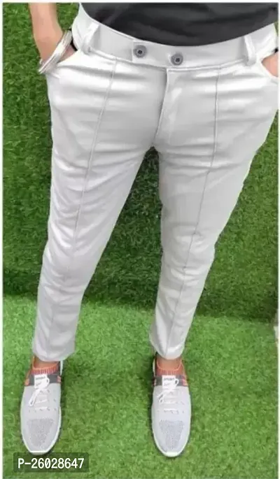 Stylish Fancy Lycra Blend Solid Regular Trousers For Men Pack Of 1
