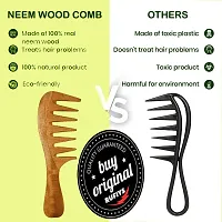 Neem Wooden Comb for Hair fall Control Hair Growth | Detangle Frizz Control | Anti Static Anti Dandruff Comb for Women Men (Pack of 3)-thumb2