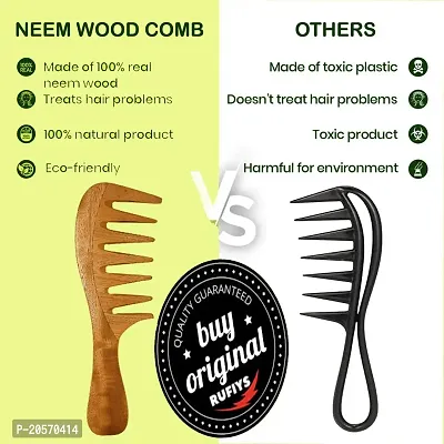 Neem Wooden Comb for Hair fall Control Hair Growth | Detangle Frizz Control | Anti Static Anti Dandruff Comb for Women Men (Pack of 3)-thumb3