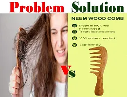 Curly Hair Wide Tooth Detangle Neem Wooden Comb for Women Hair Growth Anti Dandruff Hairfall Control Pack of 2-thumb3