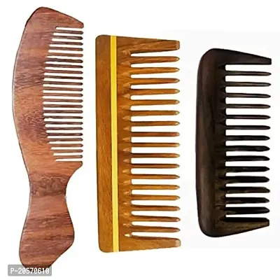 Rufiys Wooden comb Set for Men  Women | For Him  Her Hair Growth Anti Dandruff Wide Tooth Detangle Comb Combo Pack of 3