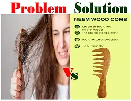 Neem Wooden Comb for Hair fall Control Hair Growth | Detangle Frizz Control | Anti Static Anti Dandruff Comb for Women Men (Pack of 3)-thumb1