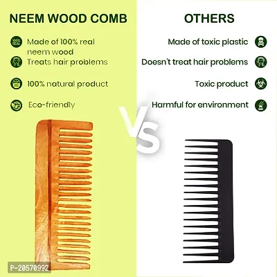 Rufiys Wooden Comb for Women  Men Hairfall Control Wide Tooth Detangling frizz Control Combo pack of 2-thumb4