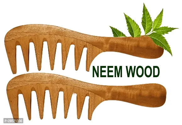 Wooden Comb Set for Women | Hair Growth | Anti Dandruff | Neem Wood Detangler Hair Comb-thumb0