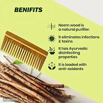 Neem Wood Hair Comb | Wide Tooth Comb for Curly Hair | Wooden Comb for Women  Men Combo Pack of 4-thumb2