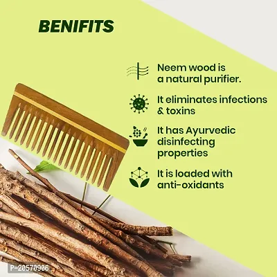 Neem Wooden Comb Set | Wide Tooth Comb for Women  Men | Detangling | Anti Dandruff | Hair Growth Combo Pack of 2-thumb4