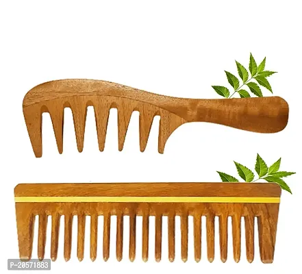 Neem Wooden Comb for Women Hair Growth Detangle Anti Dandruff Scalp Massage WIde Tooth Neem Wood Wide Tooth Comb for Curly Hair-thumb0