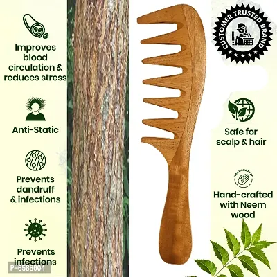 Pure Neem Wooden Wide Tooth Comb | Hair Growth | Anti Dandruff | Detangling Comb | Neem Wood Hair Comb for Women and Men Pack of 1-thumb5