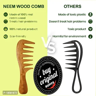 Curly Hair Wide Tooth Neem Wood Comb for Women  Men Hair Growth Detangle Anti Dandruff Pack of 2-thumb3