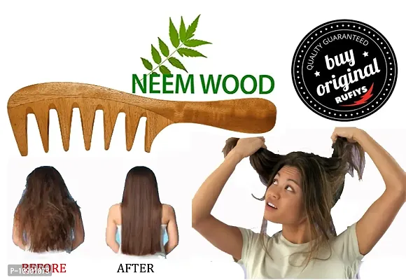 Curly Hair Wide Tooth Neem Wood Comb for Women  Men Hair Growth Detangle Anti Dandruff Pack of 2-thumb5