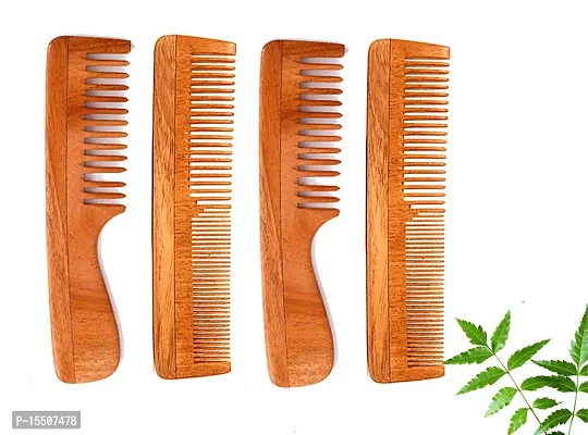 Curly Hair Wide Tooth Neem Wood Comb for Women Hair Growth Detangle Anti Dandruff