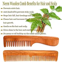 Curly Hair Wide Tooth Neem Wood Comb for Women Hair Growth Detangle Anti Dandruff-thumb3