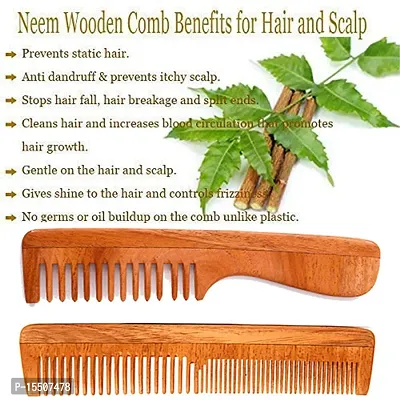 Curly Hair Wide Tooth Neem Wood Comb for Women Hair Growth Detangle Anti Dandruff-thumb4