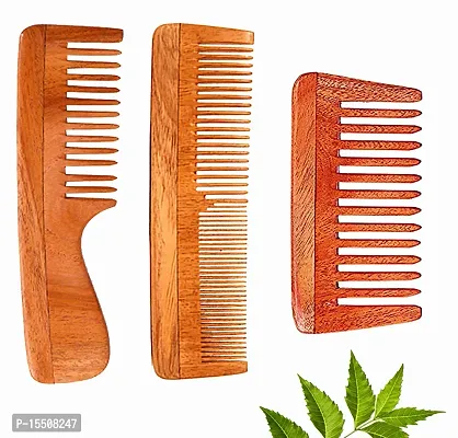 Neem Wood Comb for Women Hair Growth Combo Pack of 3-thumb0