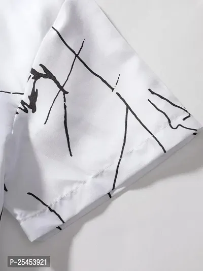 Stylish White Cotton Short Sleeves Striped Shirt For Men-thumb3