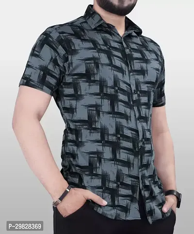 Mens Stylish Digital Printed Lycra Shirt-thumb0