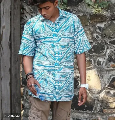 Mens Digital Ptinted short Sleeve Rayon Shirt