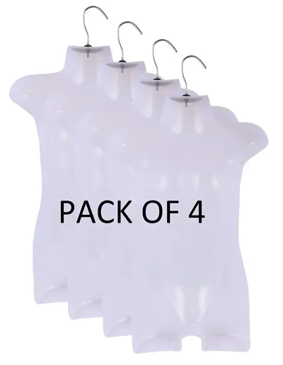 Premium Plastic Kids Half Body Shape Mannequin for Display of Clothes - Hanger - Medium Size (6-12 Age Kids) (Pack of 4)