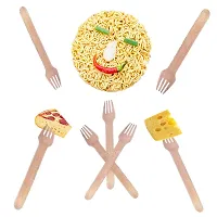 Useful Disposable Bio Degradable Wooden Forks- 50 Pieces-thumb1