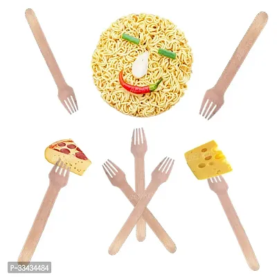 Useful Disposable Bio Degradable Wooden Forks- 50 Pieces-thumb2