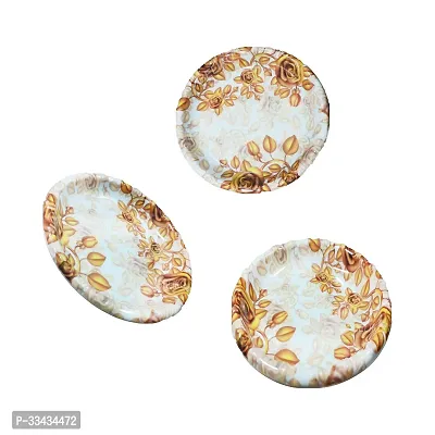 Useful Melamine Small White Flower Design Plates- Set Of 3