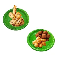 Useful Green Melamine South Indian Round Shape Banana Leaf Plates- Set Of 3-thumb3