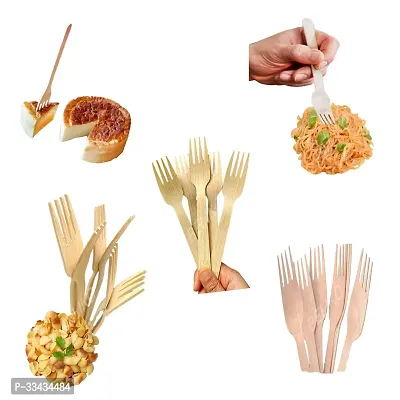 Useful Disposable Bio Degradable Wooden Forks- 50 Pieces-thumb0