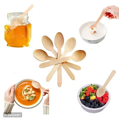 Useful Disposable Wooden Dining Spoons- 100 Pieces