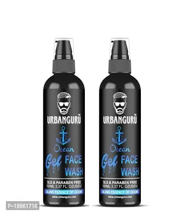 URBANGURU Mans Ocean Gel Face Wash Fights Acne  Pimple, Skin Whitening  Brightening - 100 ml Sulphate  Paraben Free Pack Of 2