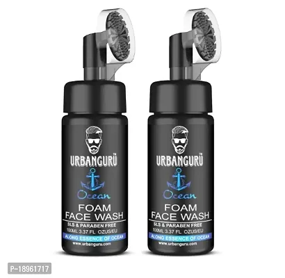URBANGURU Refreshing Ocean Foam Face Wash Fights Acne  Pimple, Skin Whitening  Brightening - 100 ml Sulphate  Paraben Free Pack Of 2