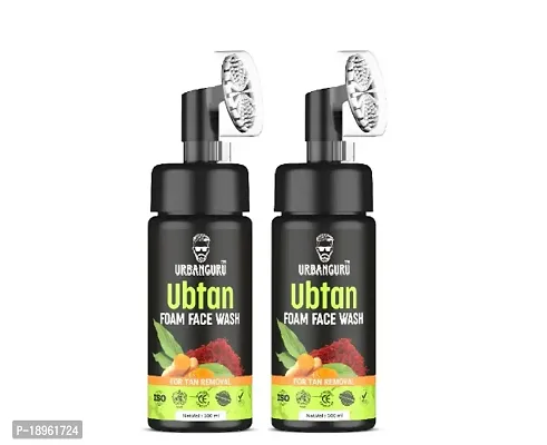 URBANGURU Ubtan Foam Face Wash for All Skin Type with Turmeric  Saffron for Tan removal   - 100 ml Sulphate  Paraben Free Pack Of 2