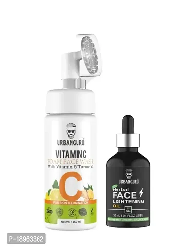 URBANGURU Mans  Vitamin C Foaming Face Wash Powered by Vitamin C  Turmeric - 150ml  Face lightening Oil For Brightening Skin, 30ml Sulphate  Paraben Free