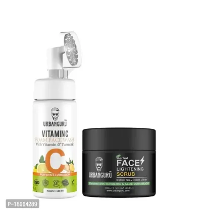 URBANGURU Man's Vitamin C Foaming Face Wash Powered by Vitamin C  Turmeric - 150ml  Face Lightening Scrub Skin Whitening  Brightening 100GM Sulphate  Paraben Free