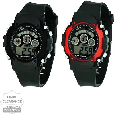 Stylish Black Digital Watches For Kids- Pack Of 2-thumb0