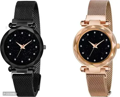 Stylish Metal Analog Watches For Women- Pack Of 2-thumb0