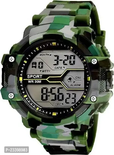 Stylish Green Metal Digital Watches For Men-thumb0