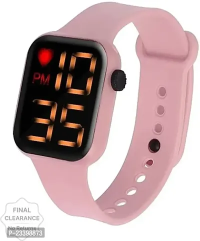 Stylish Pink Rubber Digital Watches For Men-thumb0