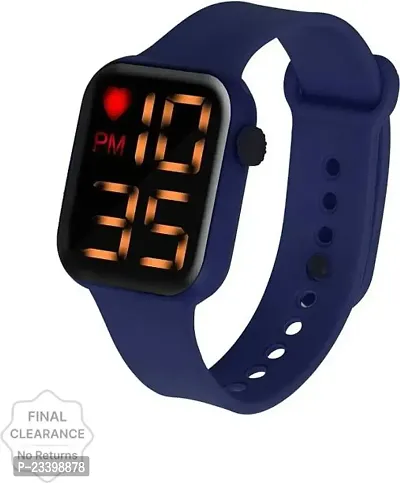Stylish Blue Rubber Digital Watches For Men-thumb0