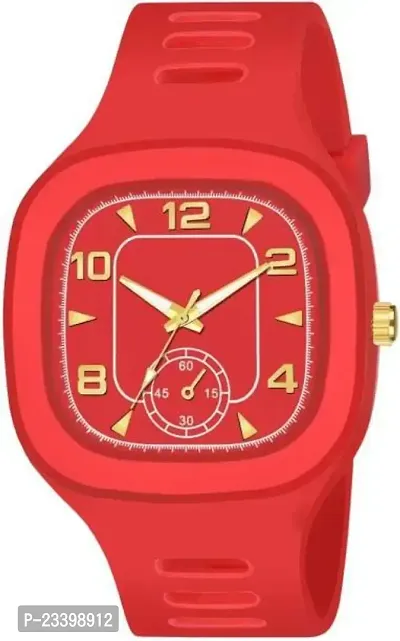 Stylish Red Rubber Analog Watches For Men-thumb0