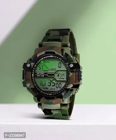 Stylish Green Rubber Digital Watches For Men-thumb0