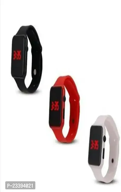 Stylish Rubber Digital Watches For Women- Pack Of 3