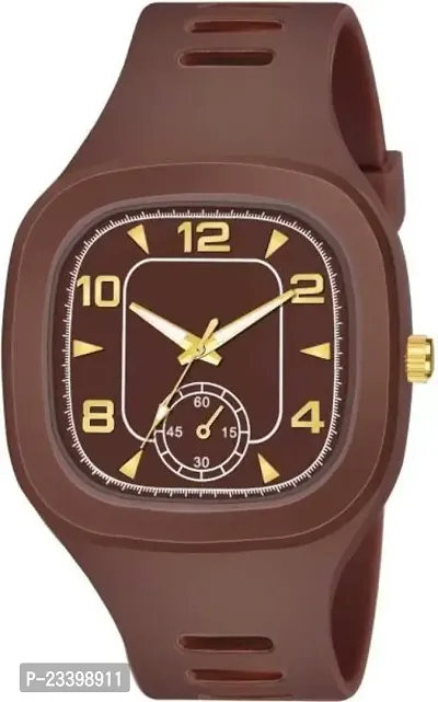 Stylish Brown Rubber Analog Watches For Men-thumb0