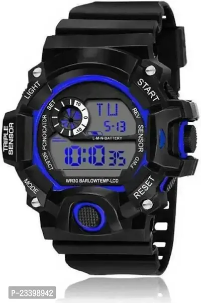 Stylish Black Rubber Digital Watches For Men-thumb0