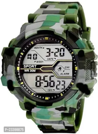 Stylish Green Plastic Digital Watches For Men-thumb0