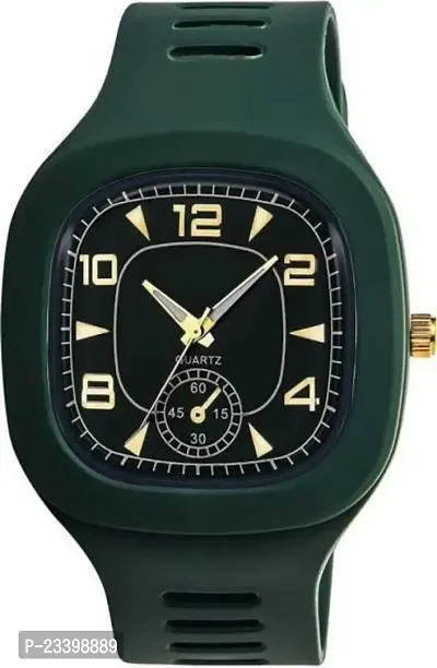 Stylish Green Rubber Analog Watches For Men-thumb0