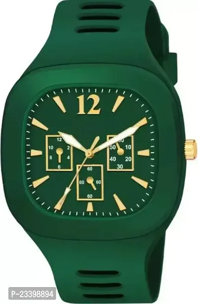 Stylish Green Rubber Analog Watches For Men-thumb0