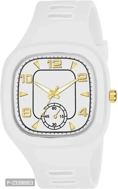 Stylish White Rubber Analog Watches For Men-thumb0